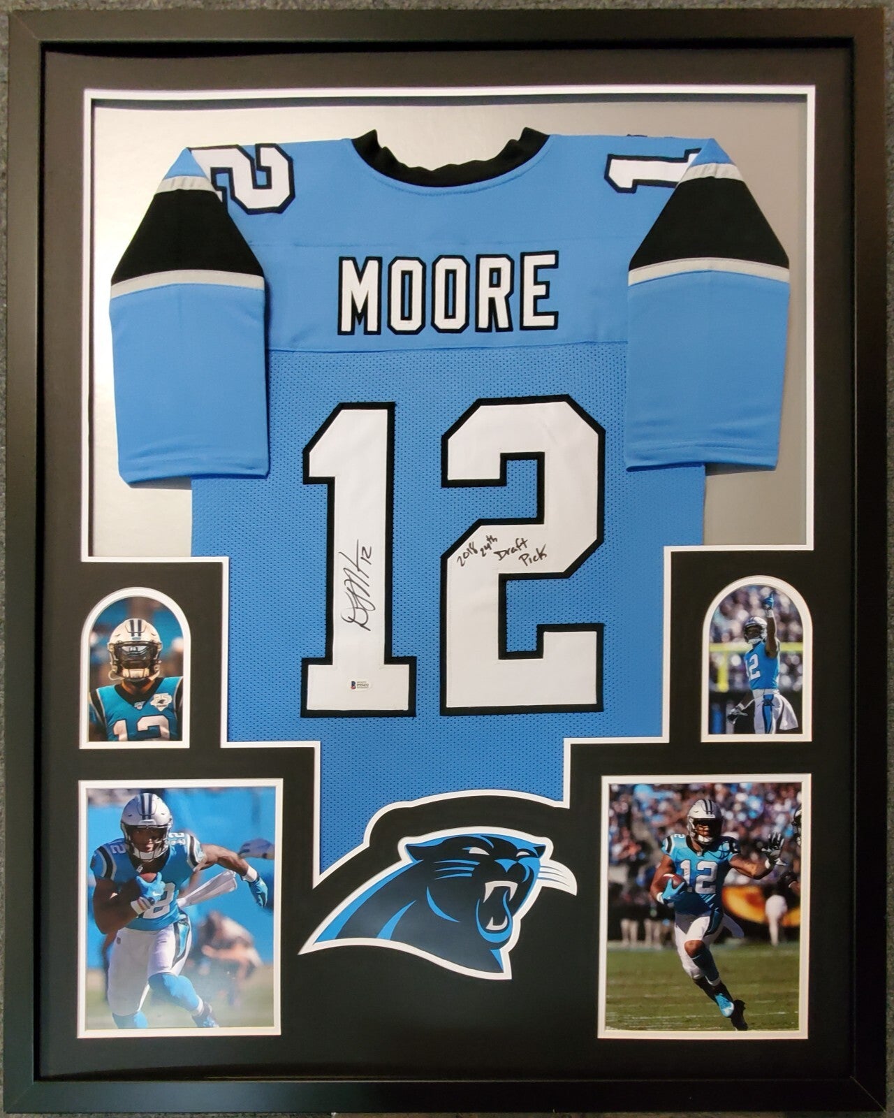 Framed Carolina Panthers Dj Moore Autographed Signed Inscribed Jersey Bas Coa