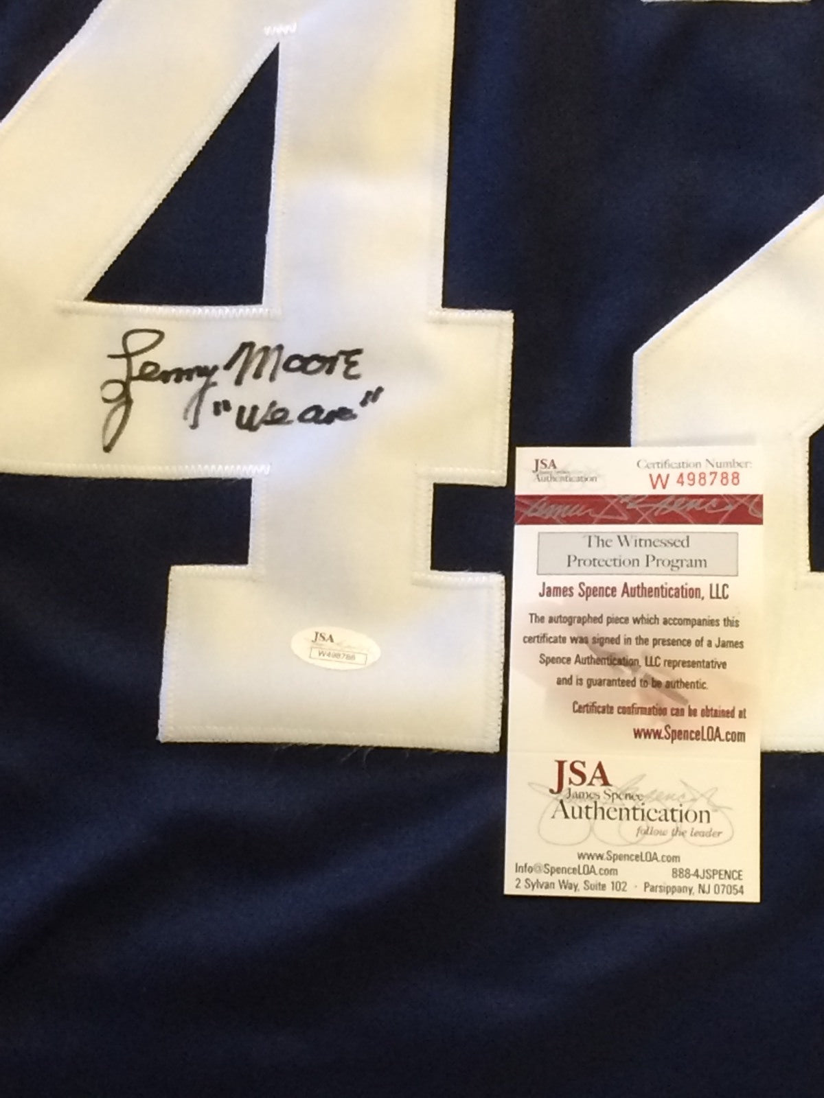 Penn State Lenny Moore Autographed Signed Insc Throwback Jersey Jsa Coa