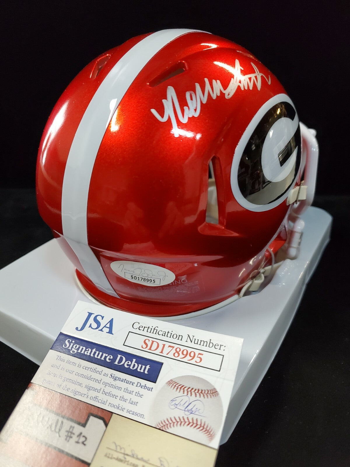 Georgia Bulldogs Nolan Smith Jr Autographed Signed Flash Mini Helmet Jsa Coa