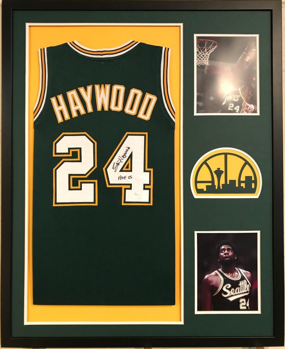 Framed Spencer Haywood Autographed Signed Seattle Super Sonics Jersey Jsa Coa