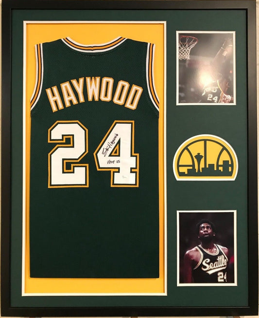 Framed Spencer Haywood Autographed Signed Seattle Super Sonics Jersey Jsa Coa