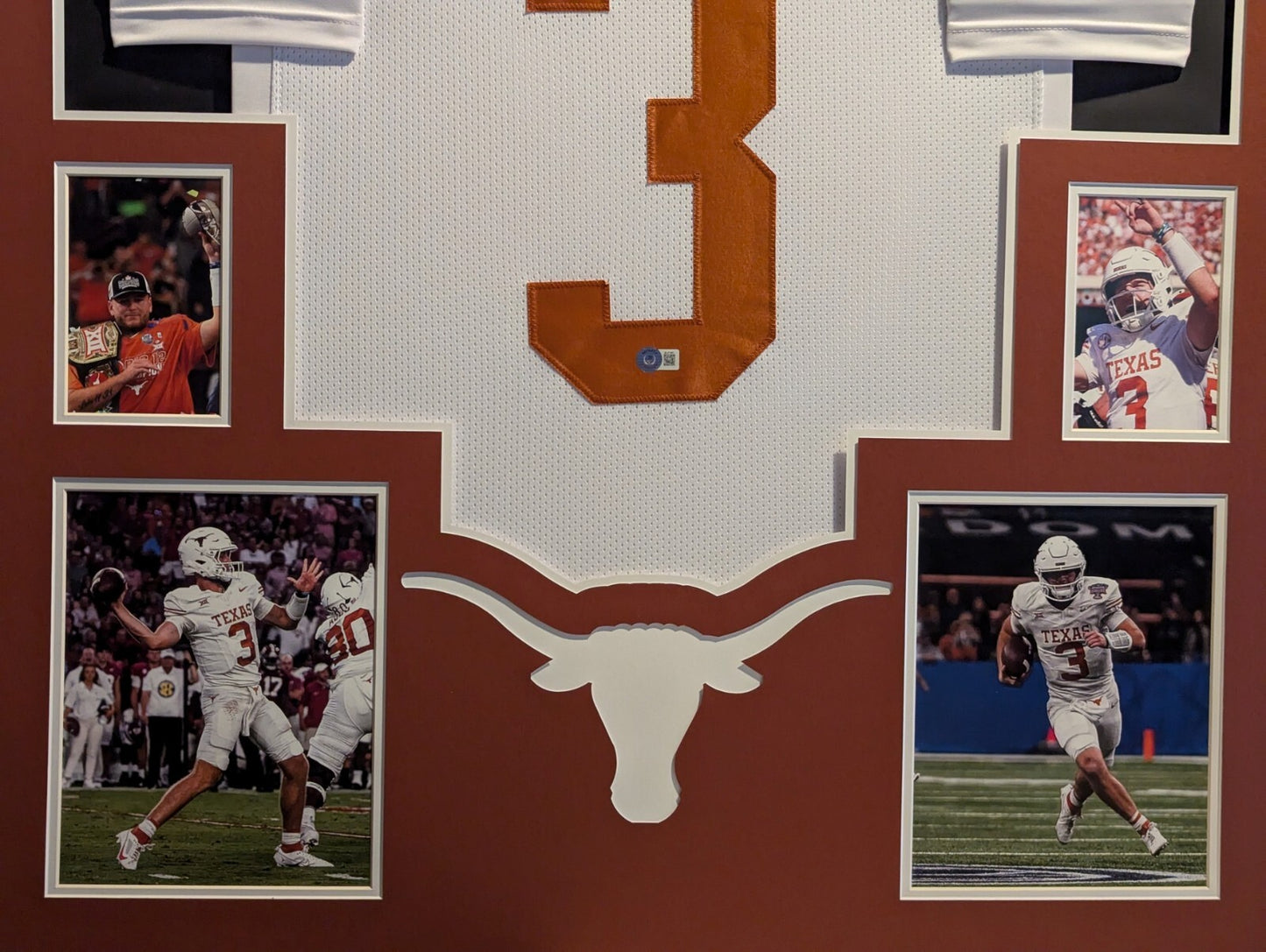 Framed Texas Longhorns Quinn Ewers Autograph Signed Jersey Beckett Holo