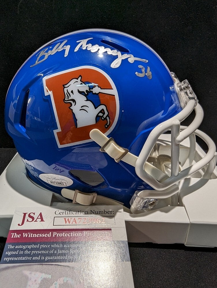 Denver Broncos Billy Thompson Autographed Signed Throwback Mini Helmet Jsa Coa