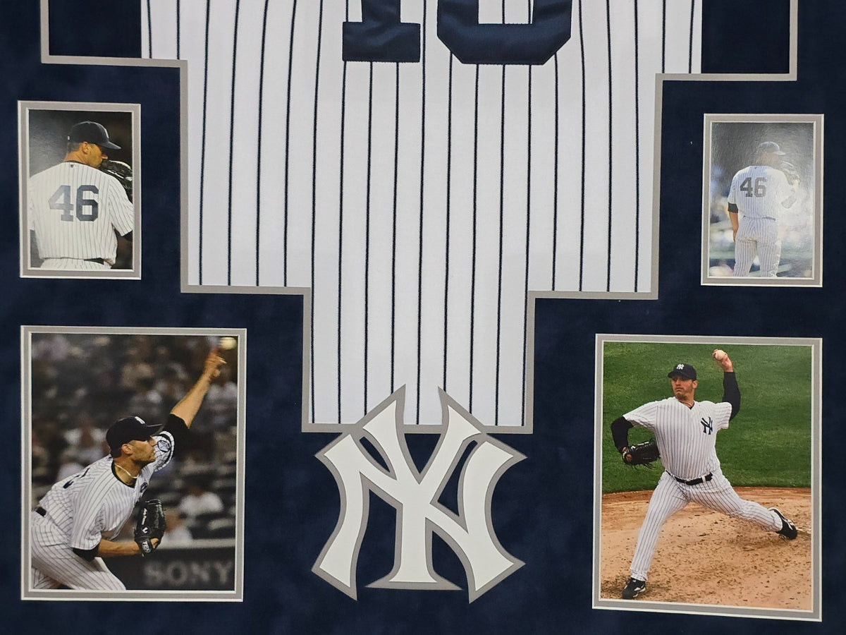 Framed Suede Andy Pettitte Autographed Signed New York Yankees Jersey Jsa Letter