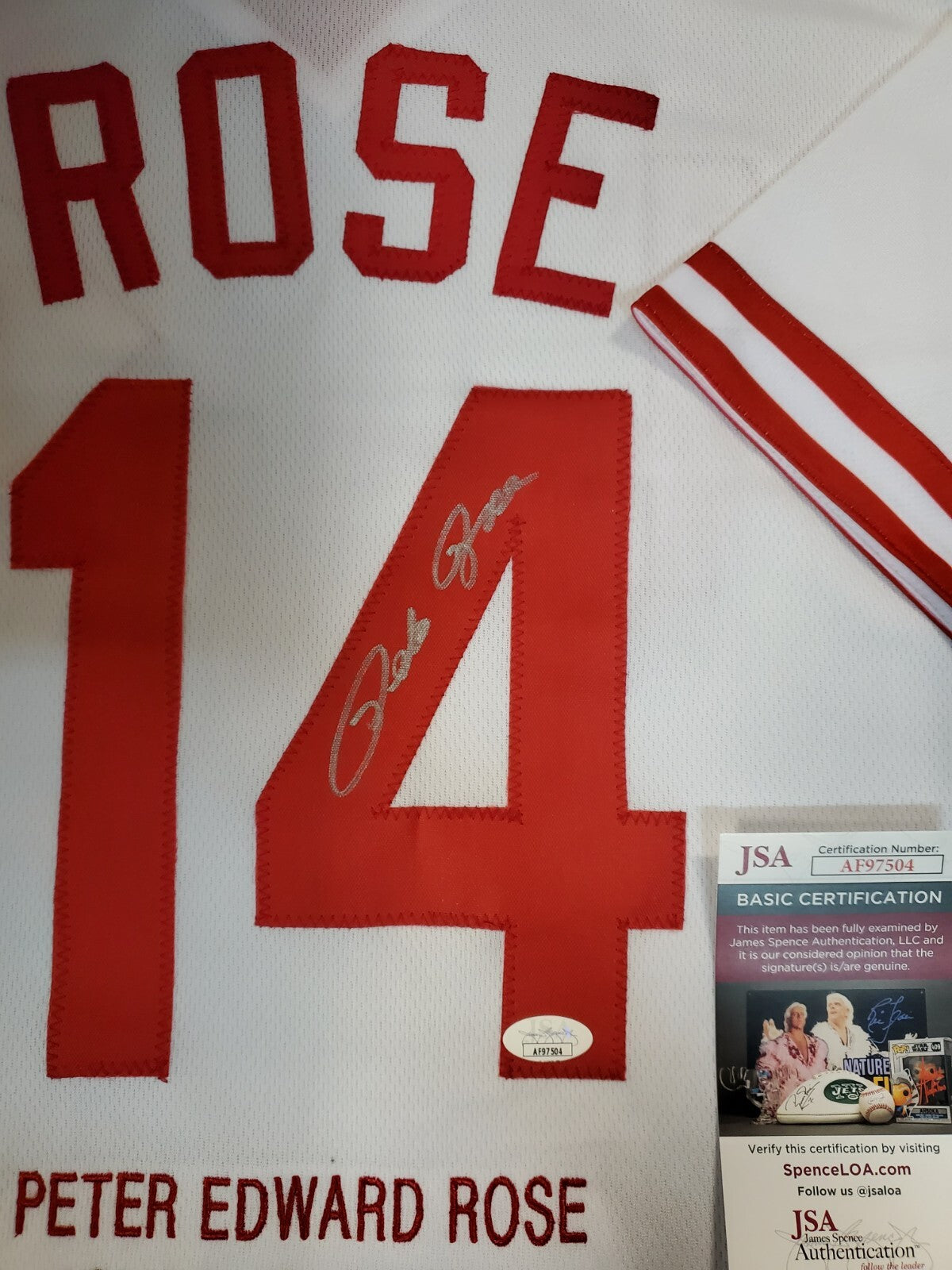 Cincinnati Reds Pete Rose Autographed Signed Custom Stat Jersey Jsa Coa