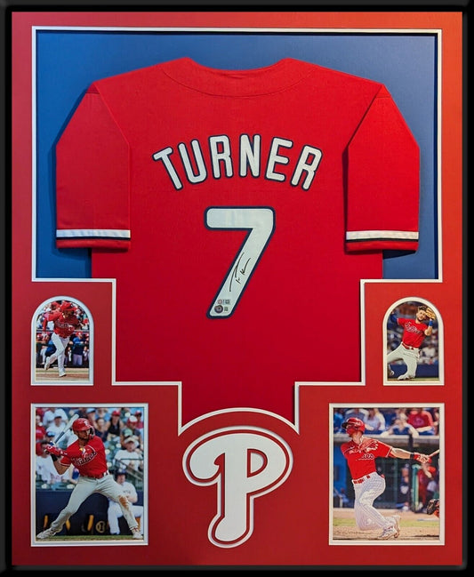 Framed Philadelphia Phillies Trea Turner Autographed Signed Jersey Beckett Holo
