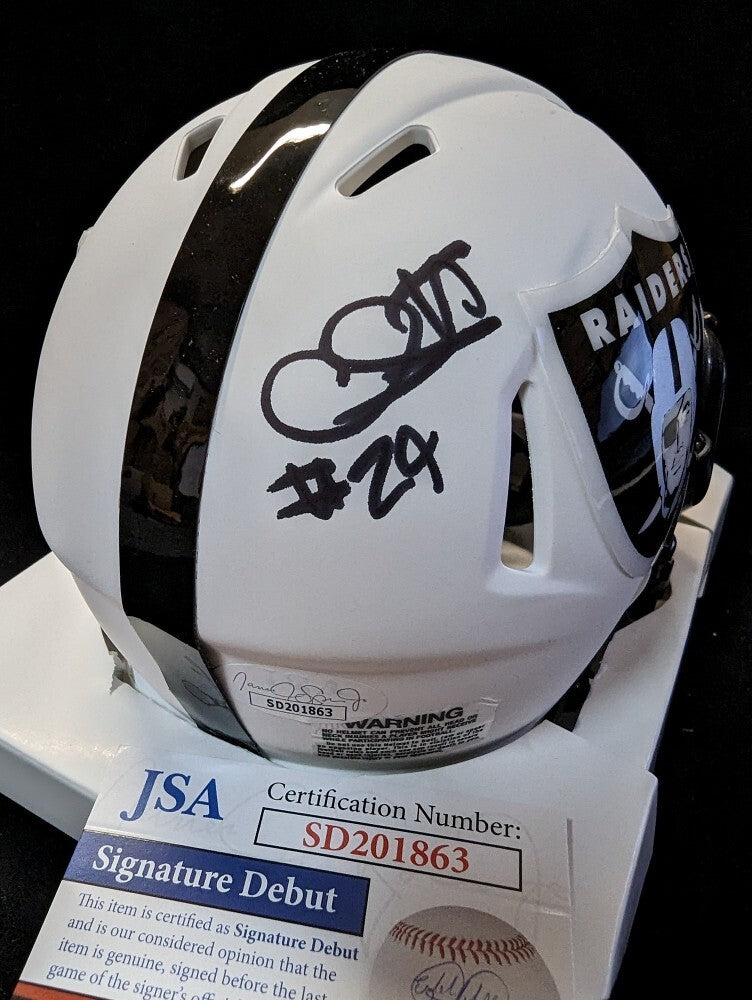Las Vegas Raiders Chris Smith Autographed Signed Lunar Mini Helmet Jsa Coa Blk