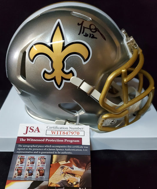 New Orleans Saints Marques Colston Signed Flash Mini Helmet Jsa Coa