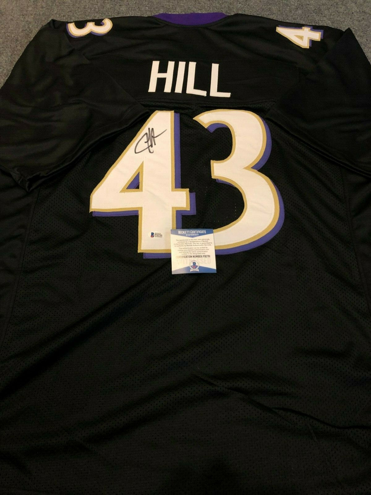 Baltimore Ravens Justice Hill Autographed Signed Jersey Beckett Coa