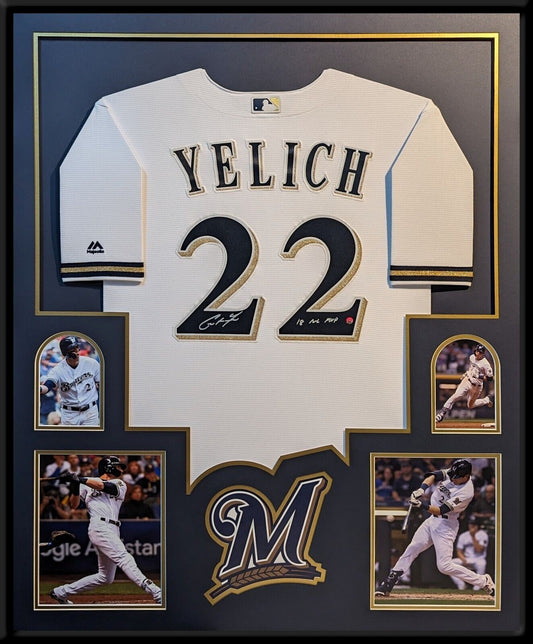 Custom Framed Milwaukee Brewers Christian Yelich Autographed Jersey Steiner Holo