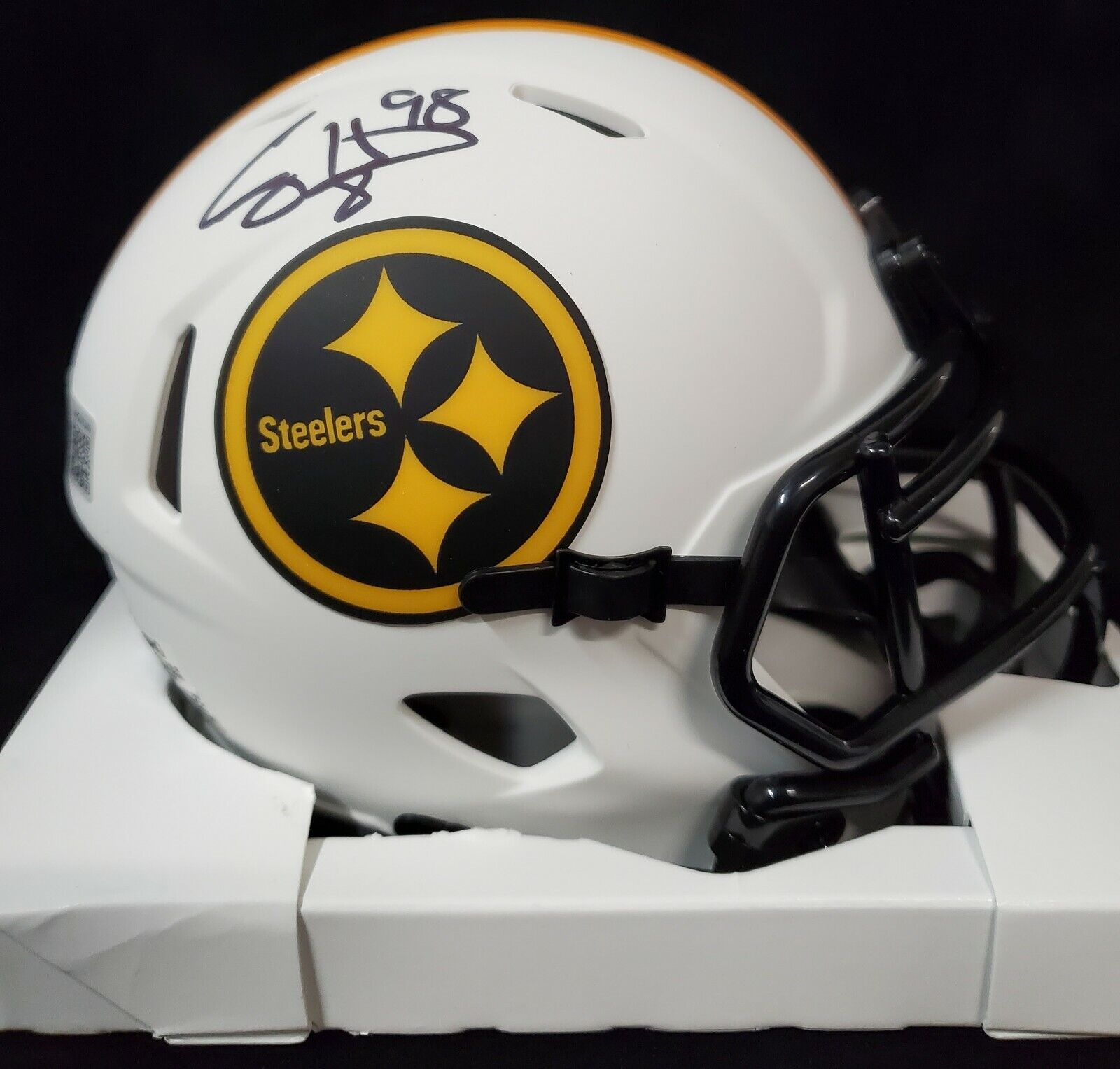 MVP Authentics Pittsburgh Steelers Casey Hampton Autographed Lunar Mini Helmet Bas Holo 107.10 sports jersey framing , jersey framing