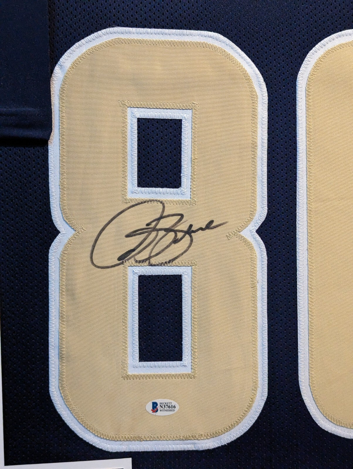 Framed St. Louis Rams Isaac Bruce Autographed Signed Jersey Beckett Coa