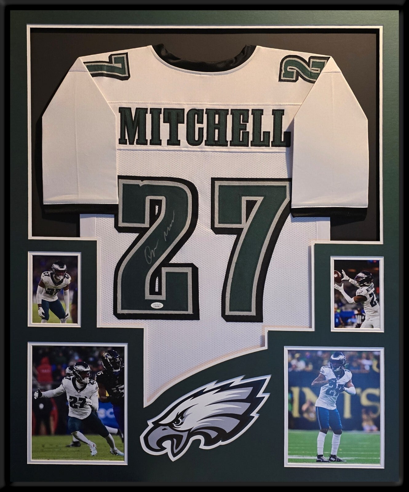 Framed Philadelphia Eagles Quinyon Mitchell Autographed Signed Jersey Jsa Coa