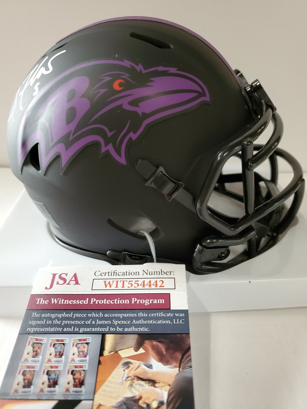 Baltimore Ravens Joe Flacco Anquan Boldin Dual Signed Eclipse Mini Helmet Jsa