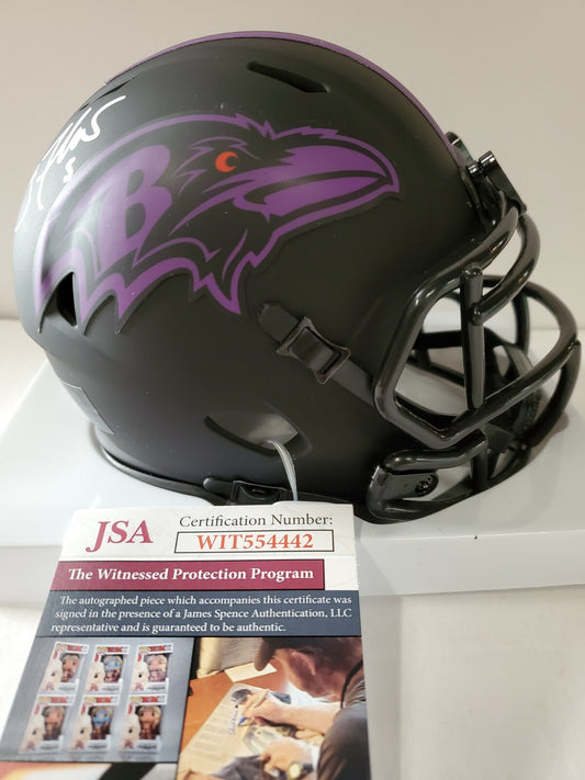 Baltimore Ravens Joe Flacco Anquan Boldin Dual Signed Eclipse Mini Helmet Jsa