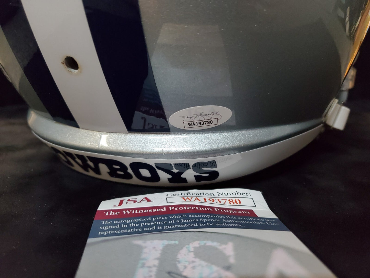 Dallas Cowboys Jim Jeffcoat Signed Insc Full Size Speed Replica Helmet Jsa Coa