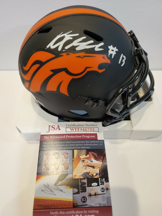 Kj Hamler Autographed Signed Denver Broncos Eclipse Mini Helmet Jsa Coa