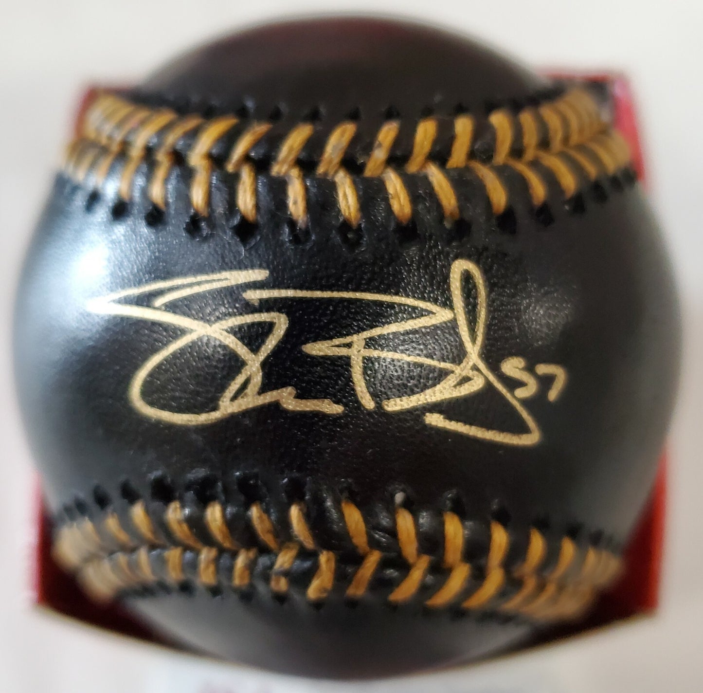 Shane Bieber Autographed Signed Black Leather Oml Baseball Jsa Coa