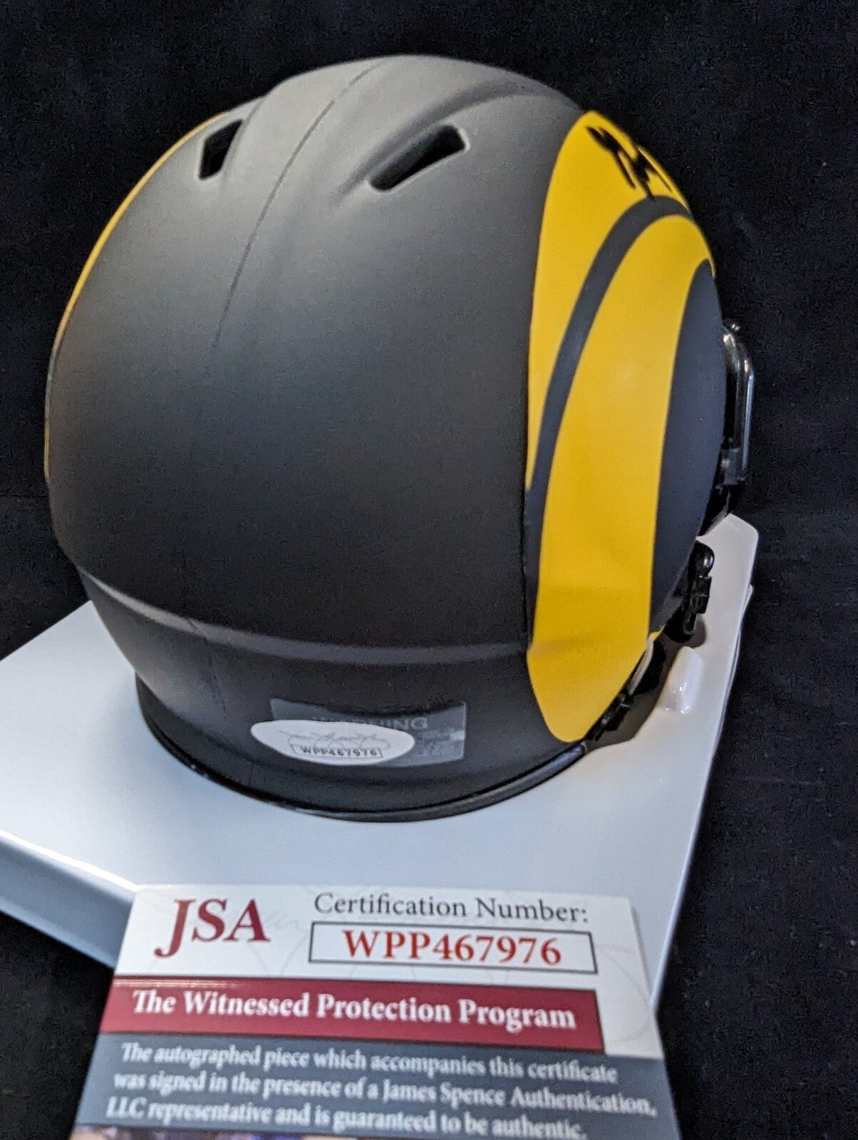 Los Angeles Rams Grant Haley Autographed Eclipse Mini Helmet Jsa Coa
