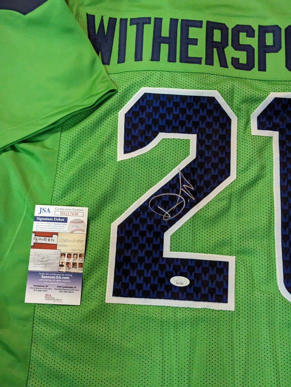 Seattle Seahawks Devon Witherspoon Autographed Signed Jersey Jsa Coa