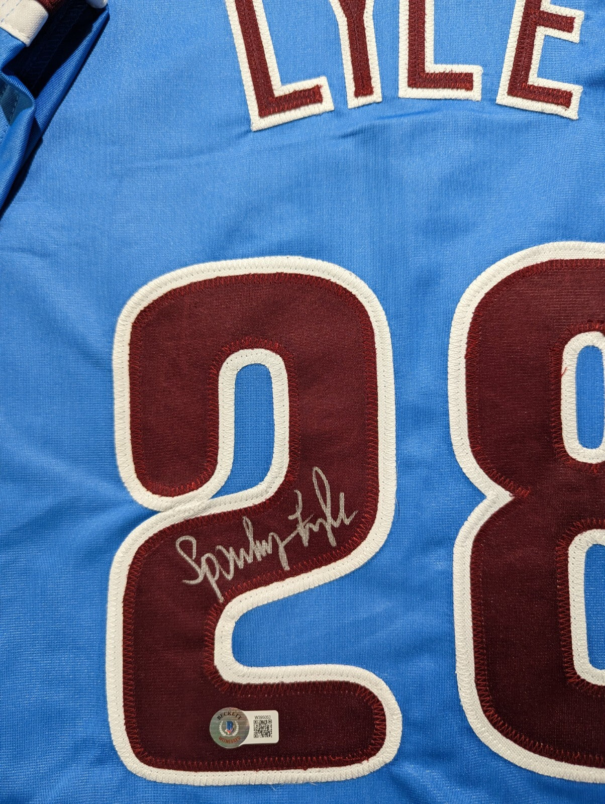 Philadelphia Phillies Albert "Sparky" Lyle  Signed Custom Jersey Beckett Holo