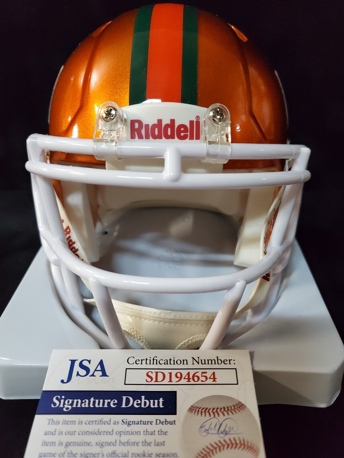 MVP Authentics Miami Hurricanes Brevin Jordan Autographed Signed Flash Mini Helmet Jsa Coa 112.50 sports jersey framing , jersey framing