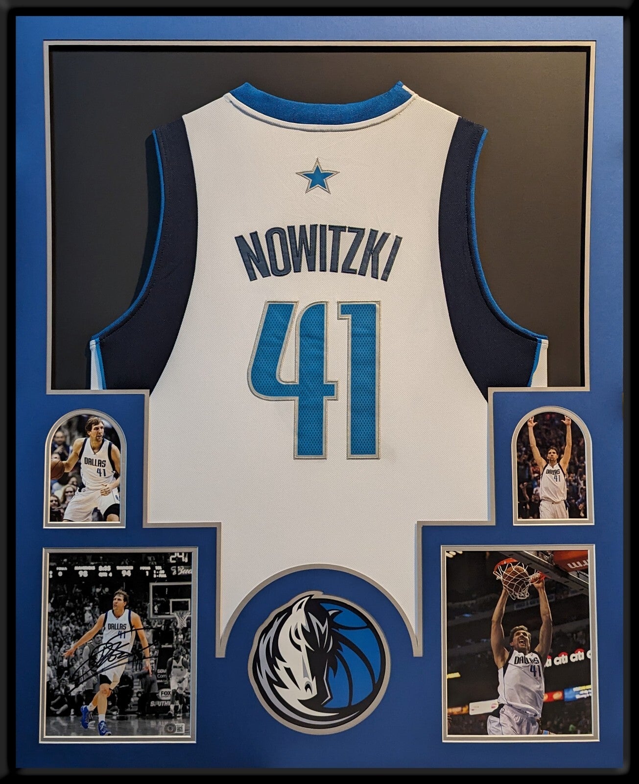 Framed Dallas Mavericks Dirk Nowitzki Jersey With Autographed 8X10 Photo Beckett