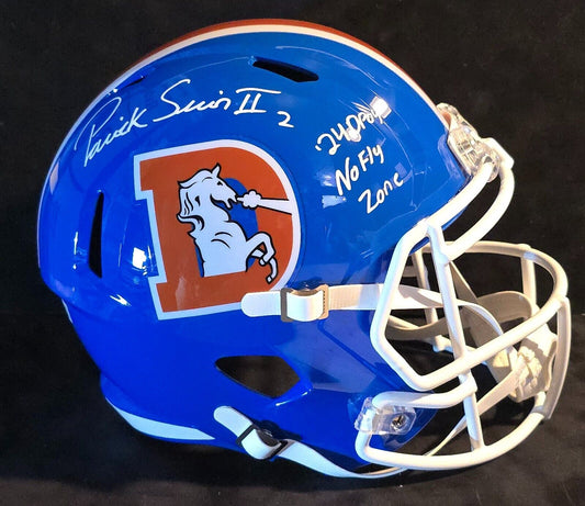 Denver Broncos Pat Surtain Ii Signed 2X Insc Replica Full Size Helmet Beckett