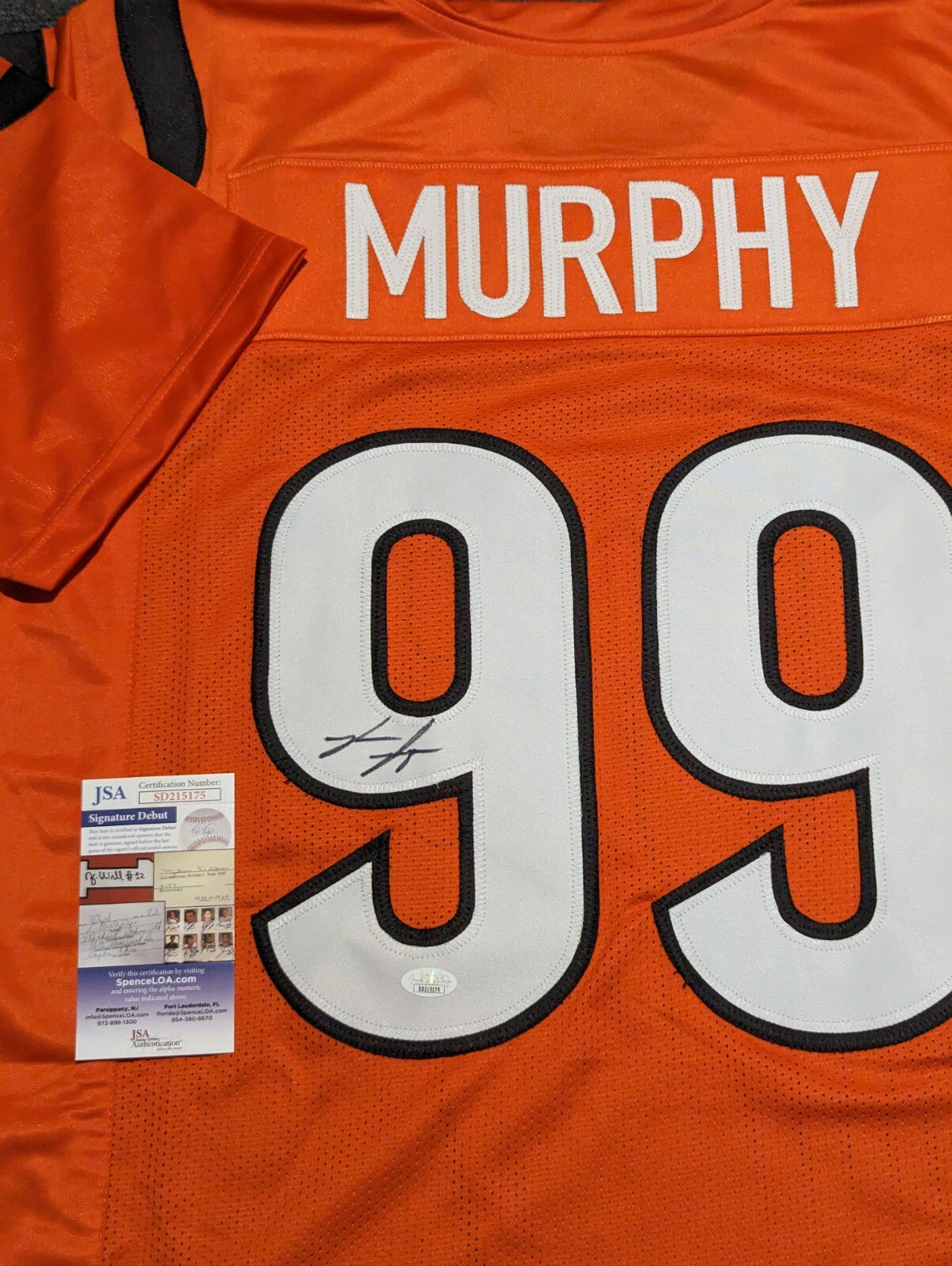 Cincinnati Bengals Myles Murphy Autographed Signed Jersey Jsa Coa