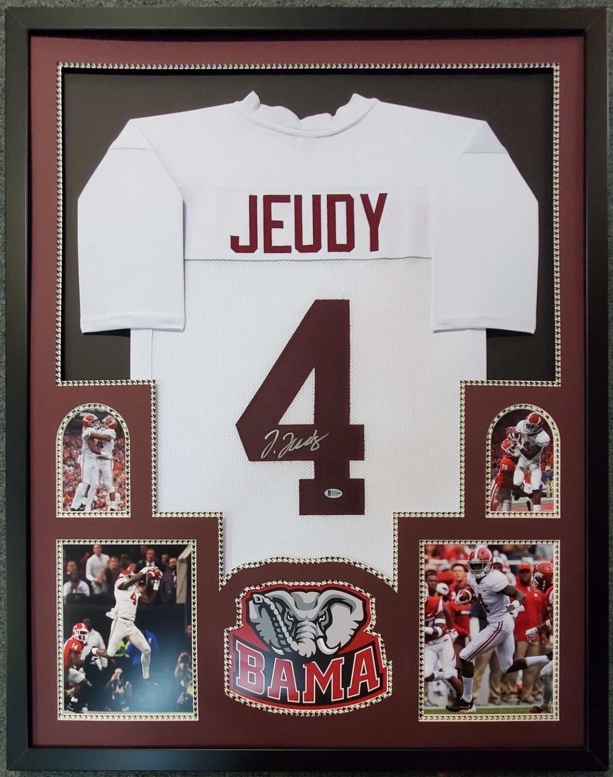 Framed Alabama Crimson Tide Jerry Jeudy Autographed Signed Jersey Beckett Coa