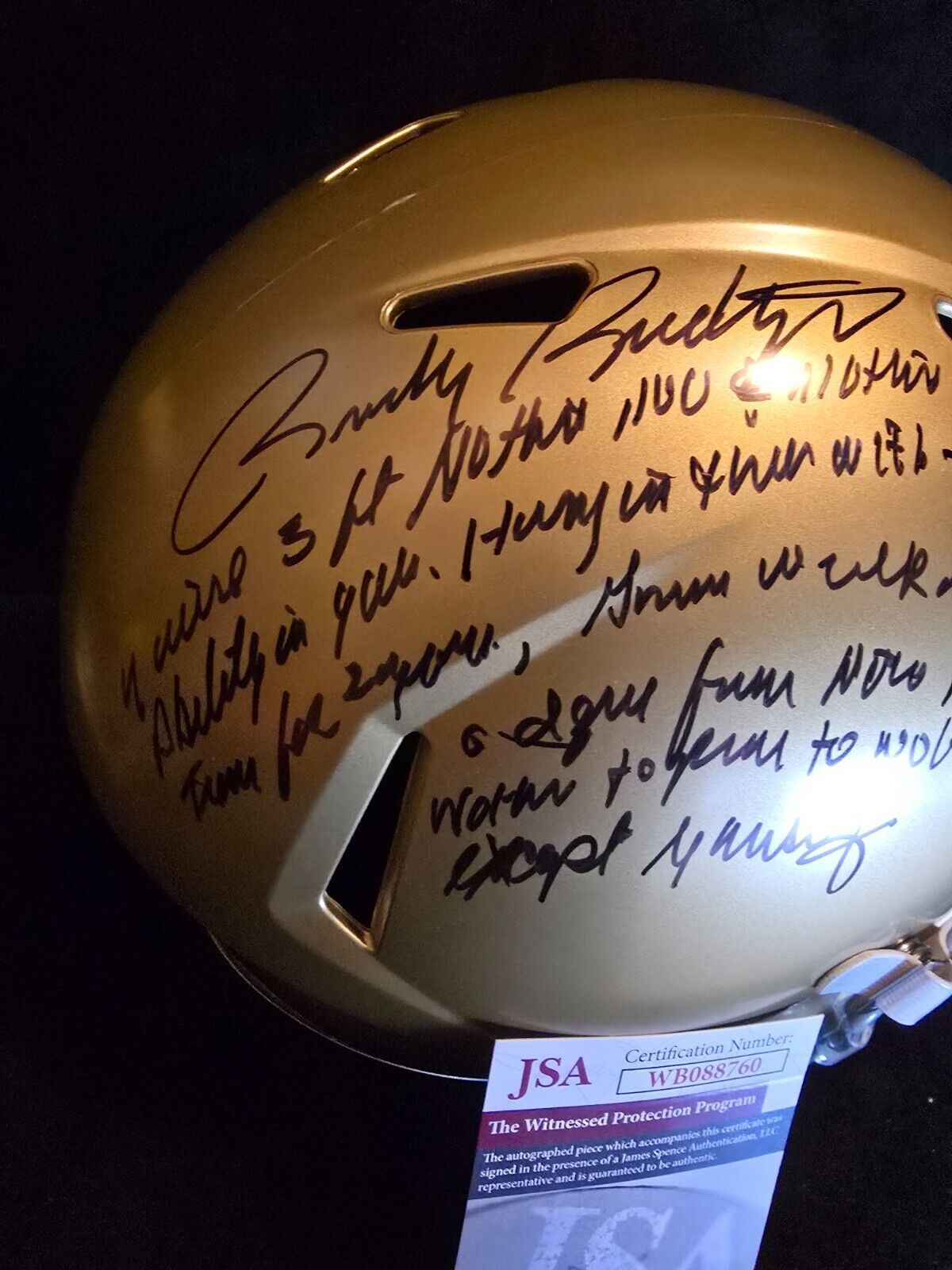 Notre Dame Fighting Irish Rudy Ruettiger Speech Full Size Replica Helmet Jsa