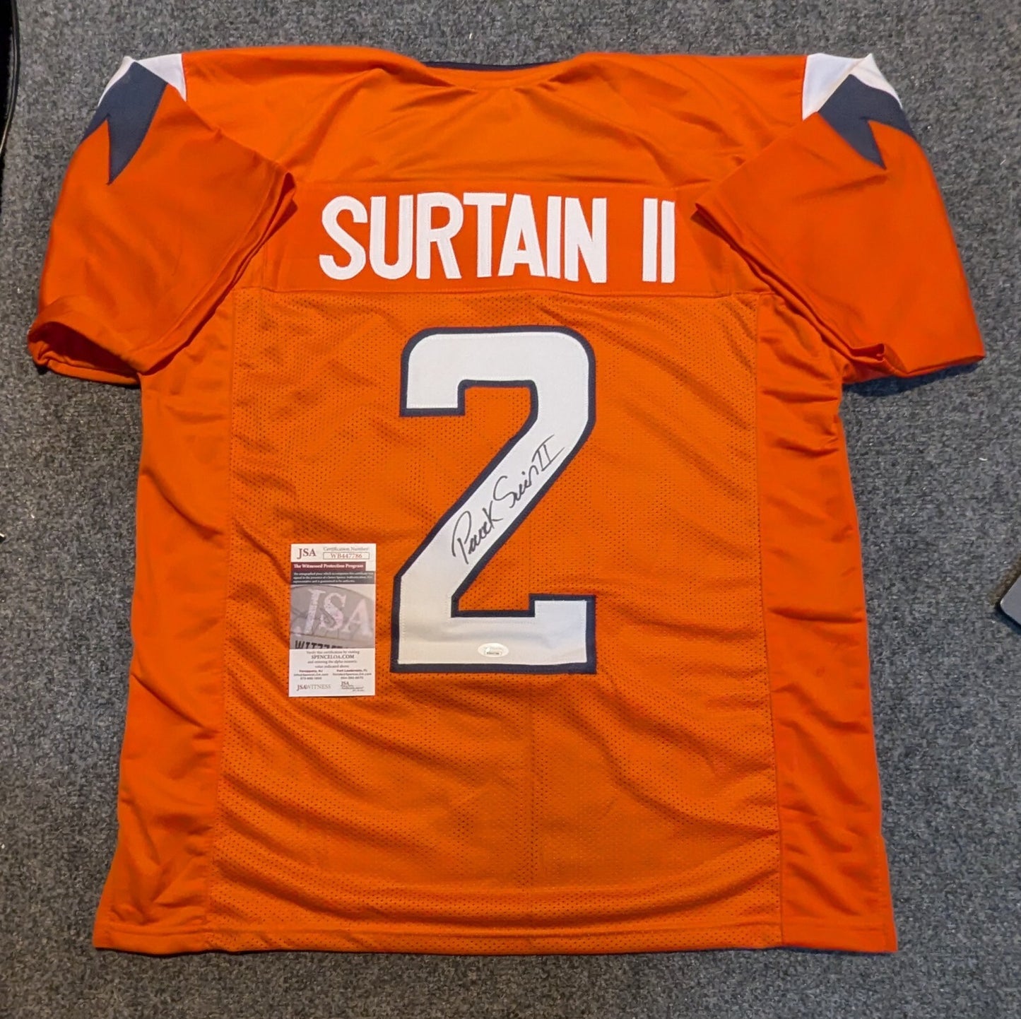 Denver Broncos Patrick Surtain Ii Autographed Signed 2024 T/B Jersey Jsa Coa