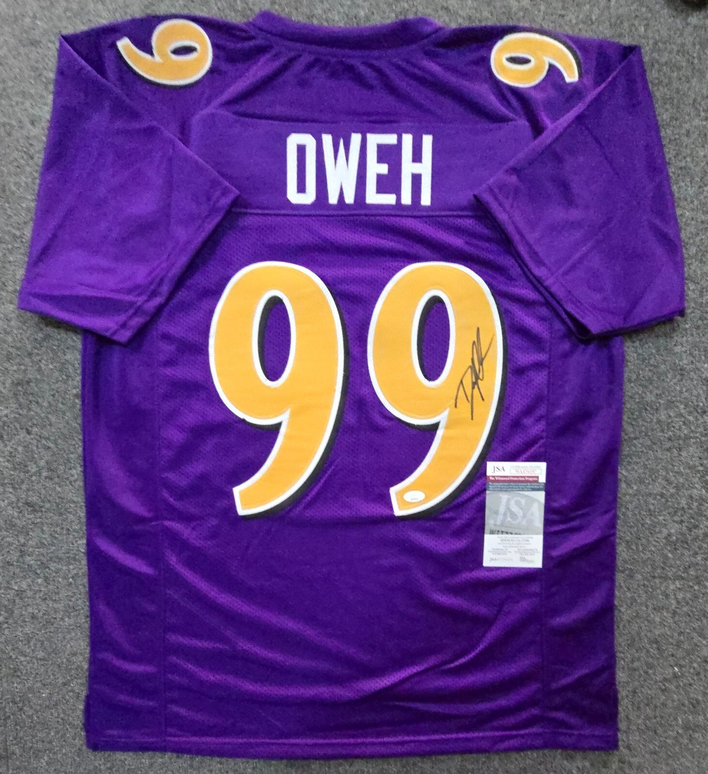 Baltimore Ravens Odafe Jayson Oweh Autographed Signed Jersey Jsa Coa  New Gold