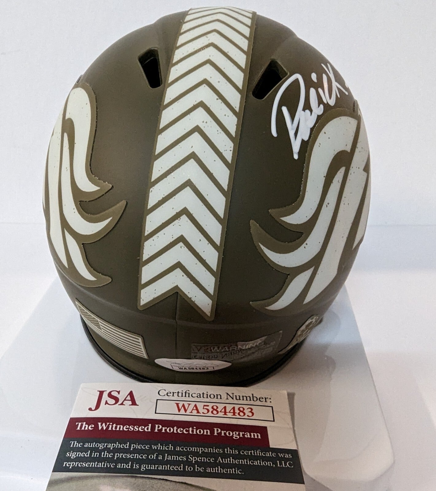 Denver Broncos Patrick Surtain Ii Signed Salute To Service Mini Helmet Jsa Coa