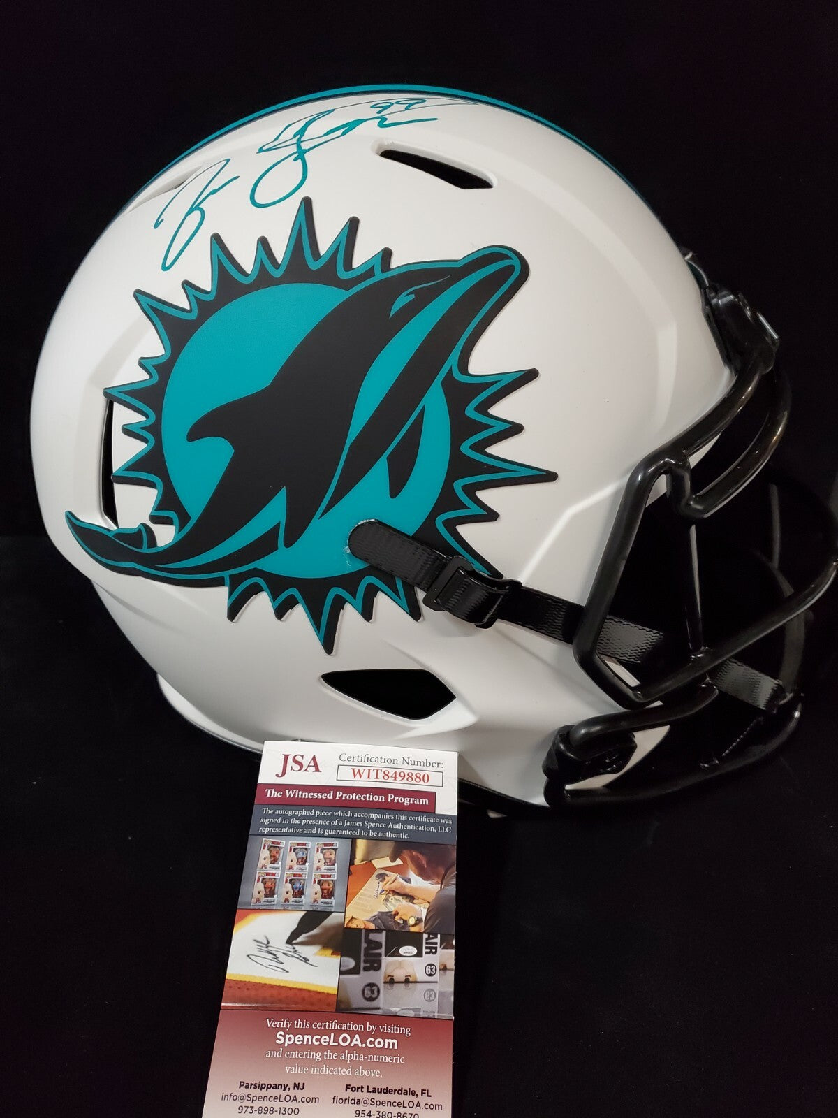 Jason Taylor Signed Miami Dolphins Full Size Lunar Replica Helmet Jsa Coa