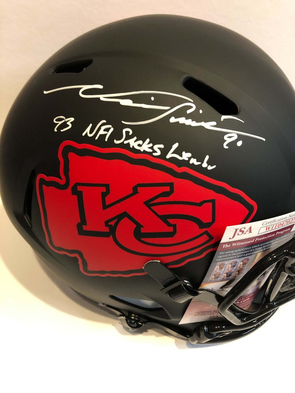 Neil Smith Signed Inscribed Kc Chiefs Eclipse Replica Full Size Helmet Jsa Coa