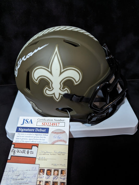 New Orleans Saints Bryan Bresee Signed Salute To Service Mini Helmet Jsa Coa