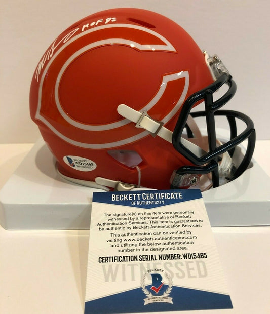 Mike Singletary Signed Inscribed Chicago Bears Amp Mini Helmet Beckett Coa