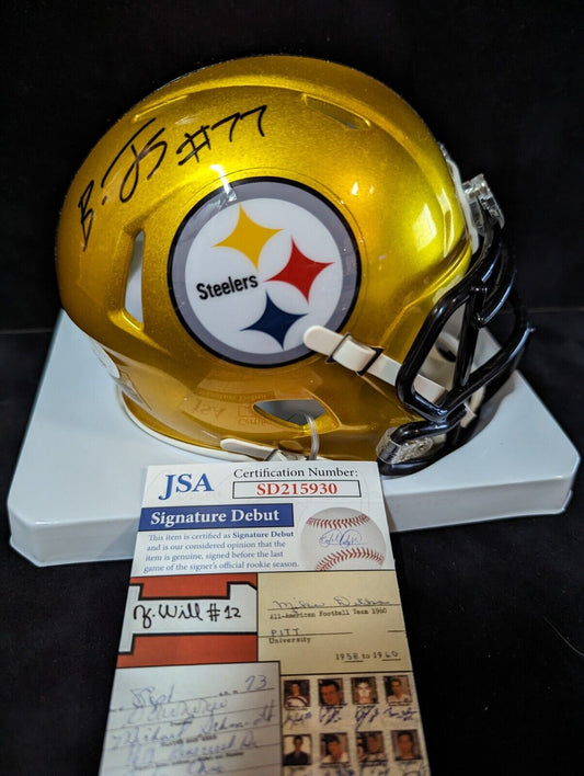 MVP Authentics Pittsburgh Steelers Broderick Jones Autographed Flash Mini Helmet Jsa Coa 90 sports jersey framing , jersey framing