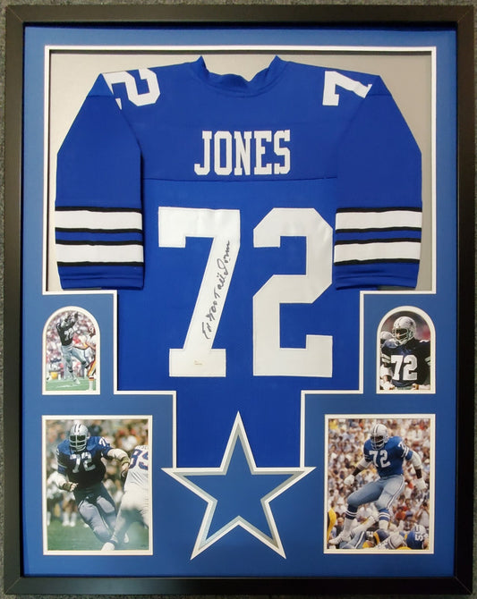 Framed Dallas Cowboys Ed "Too Tall" Jones Autographed Signed Jersey Jsa Coa