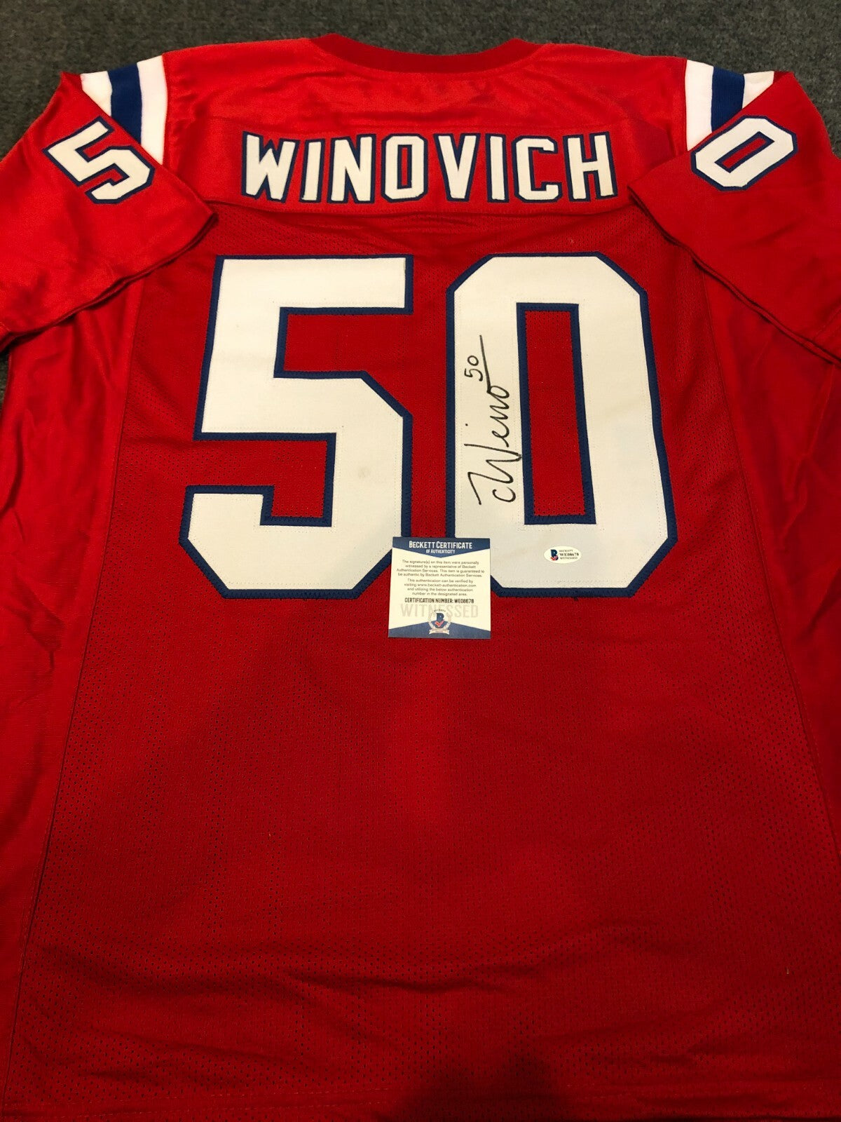 New England Patriots Chase Winovich Autographed Signed Jersey Beckett Coa