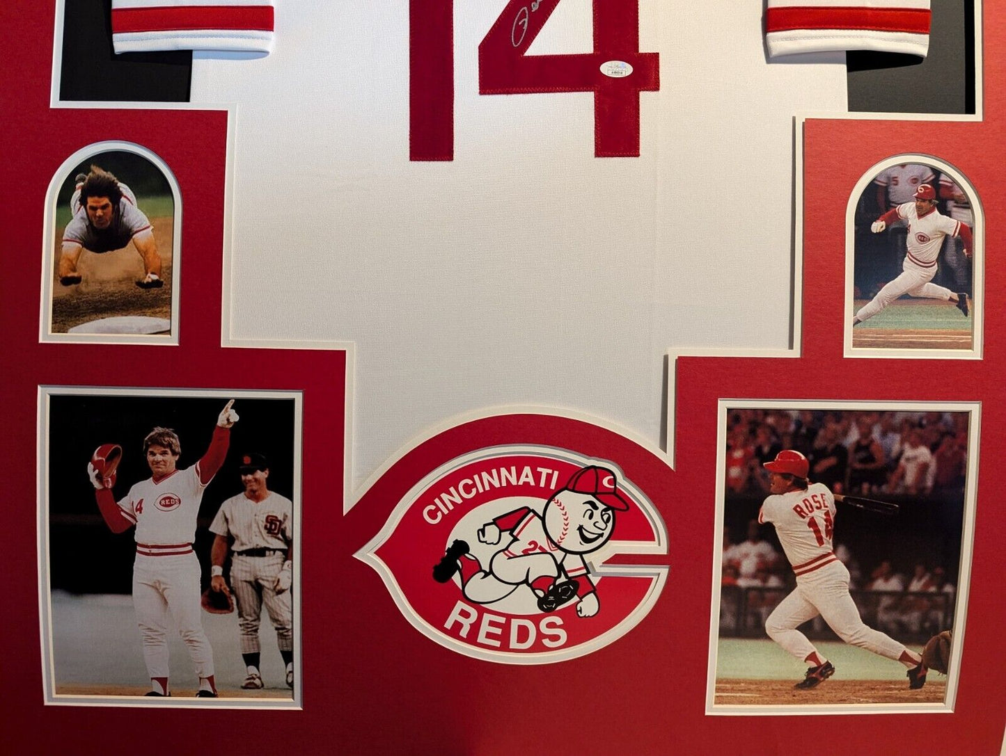 Framed Cincinnati Reds Rose Autographed Signed Jersey Jsa Coa