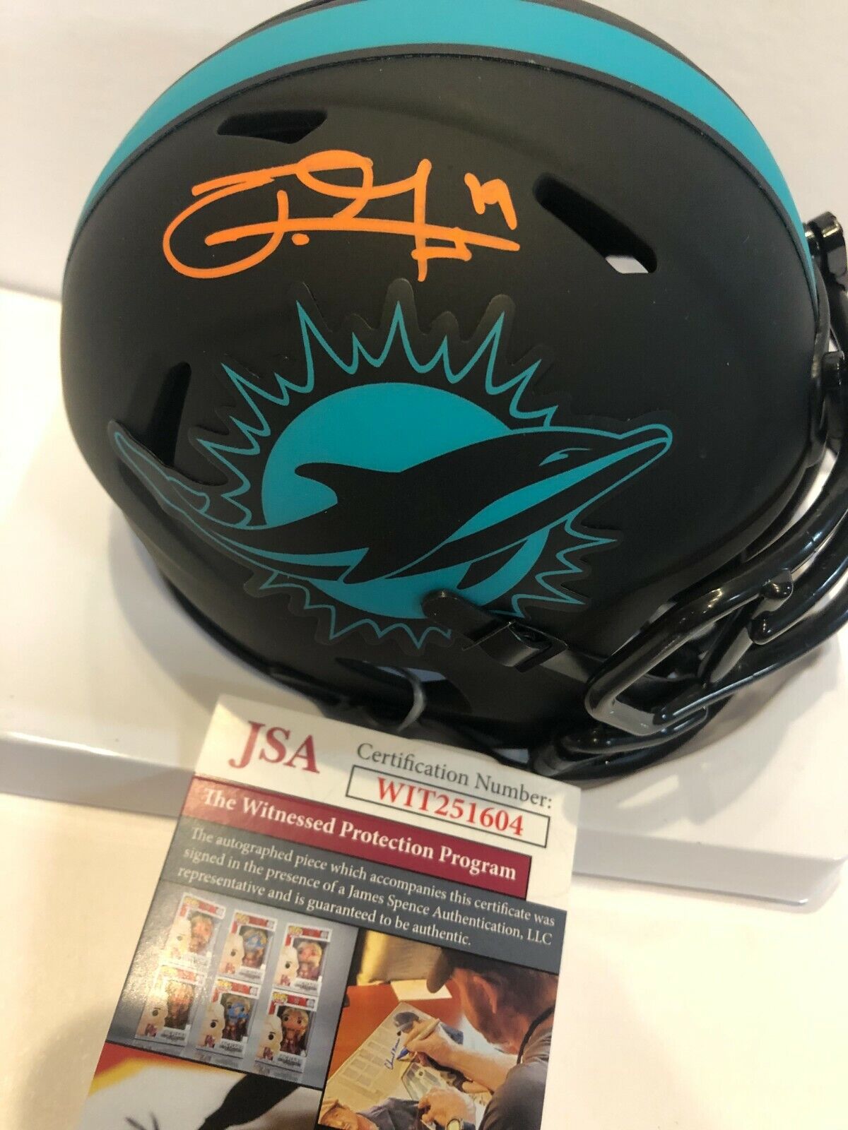 MVP Authentics Jakeem Grant Autographed Signed Miami Dolphins Eclipse Mini Helmet Jsa Coa 107.10 sports jersey framing , jersey framing