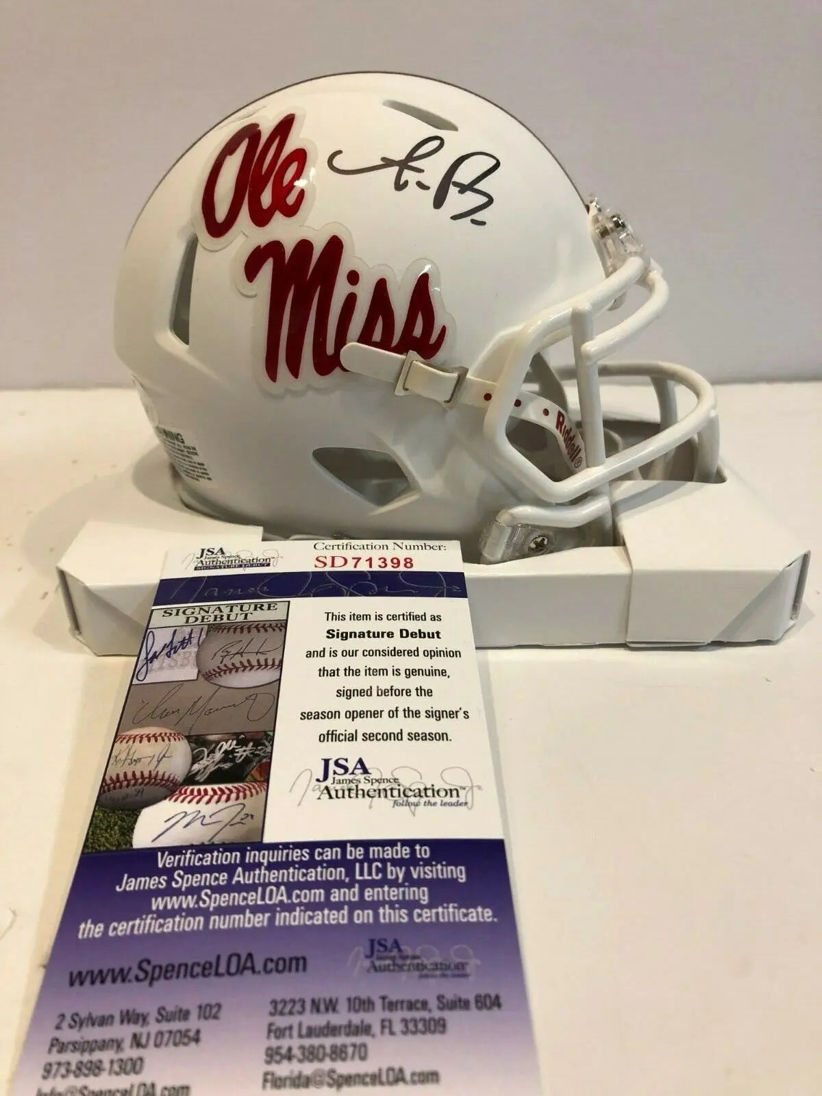MVP Authentics Aj Brown Autographed Signed Ole Miss Rebels Mini Helmet Jsa Coa 116.10 sports jersey framing , jersey framing
