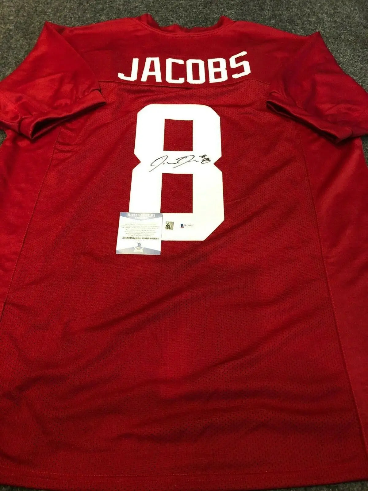 MVP Authentics Alabama Crimson Tide Josh Jacobs Autographed Signed Jersey Beckett Coa 197.10 sports jersey framing , jersey framing