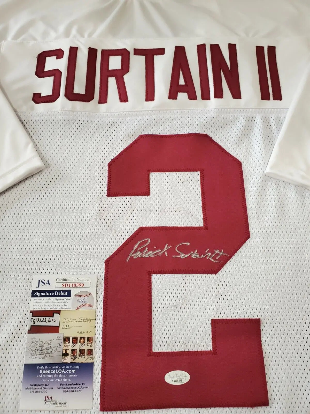 MVP Authentics Alabama Crimson Tide Patrick Surtain Ii Autographed Signed Jersey Jsa Coa 143.10 sports jersey framing , jersey framing