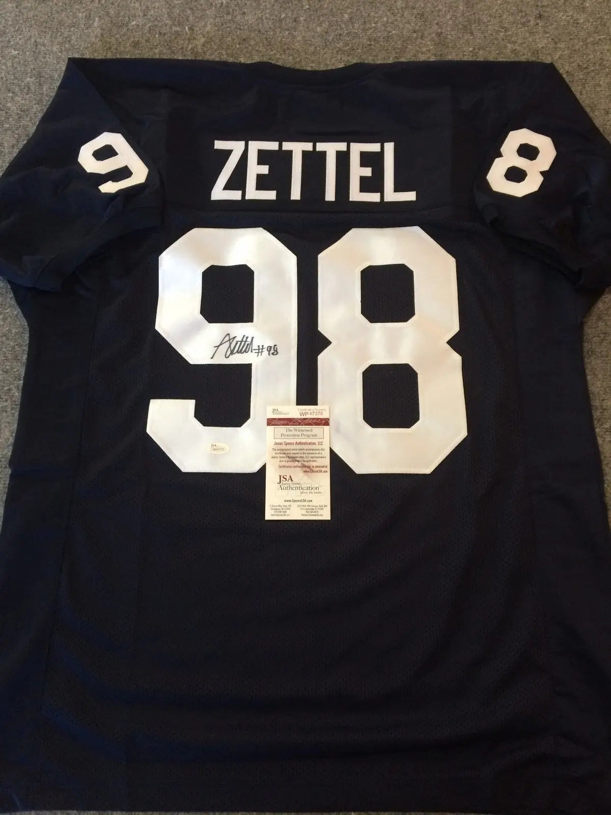 MVP Authentics Anthony Zettel Autographed Signed Penn State Jersey Jsa Coa 135 sports jersey framing , jersey framing