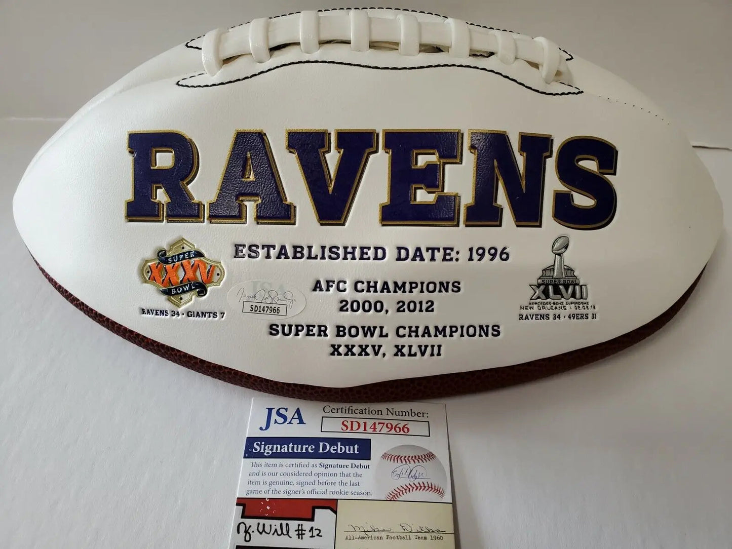 MVP Authentics Baltimore Ravens Autographed Signed Odafe Jayson Oweh Logo Football Jsa  Coa 161.10 sports jersey framing , jersey framing