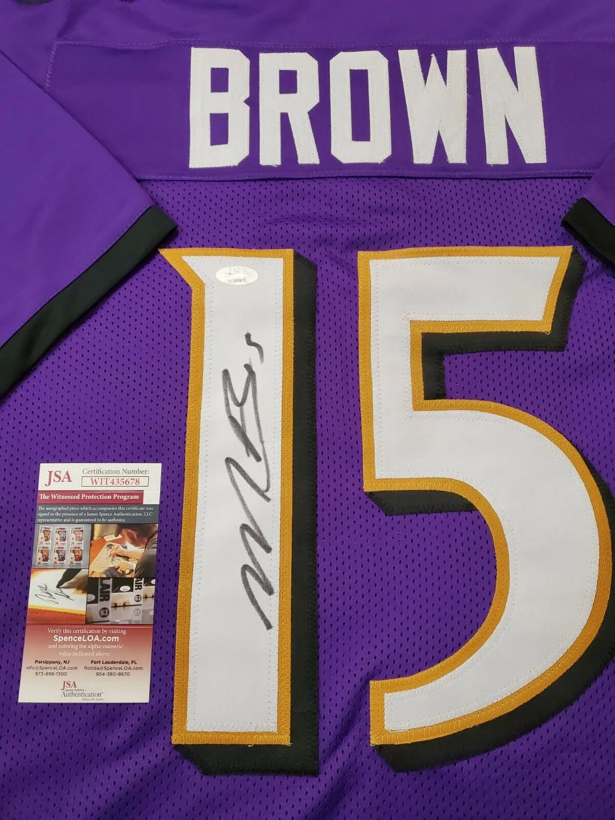 MVP Authentics Baltimore Ravens Marquise Brown Autographed Signed Jersey Jsa  Coa 134.10 sports jersey framing , jersey framing