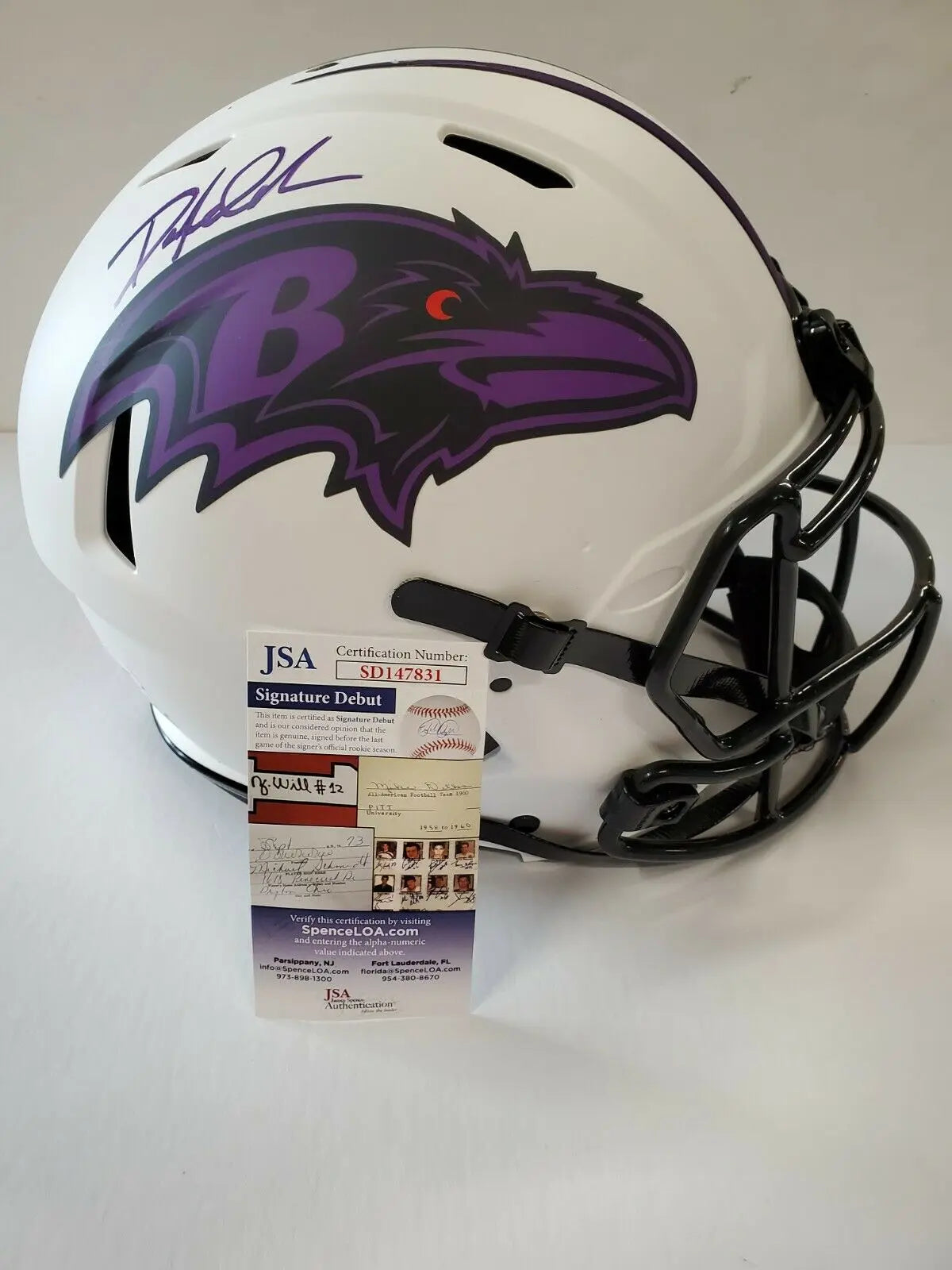 MVP Authentics Baltimore Ravens Odafe Oweh Signed Full Size Lunar Authentic Helmet Jsa Coa 404.10 sports jersey framing , jersey framing